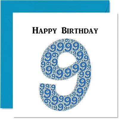 Imagen de Divertidas tarjetas de 9º cumpleaños para niños, Shapecloud Tarjeta feliz hijo, hija, hermano, hermana, nieto, nieta, sobrina, sobrino, primo, felicitación 145 mm x