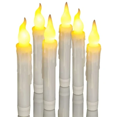 Imagen de Ymenow Velas cónicas con temporizador de 6 horas, Luces LED sin llama que funcionan pilas, flotantes para hogar bodas festivales Halloween Navidad fiesta decoración