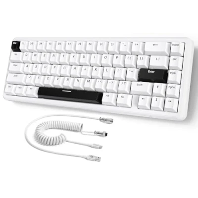 Imagen de MAMBASNAKE Attack Shark X65 HE Teclado de Gatillo Rápido, Precisión RT 0,01 mm, 8 KHz, Interruptor Magnético del 60% con Cable Accionamiento Ajustable, Snap Tap, para PC/Mac, Blanco