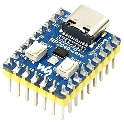 Imagen de Waveshare RP2040 Zero Placa con Pins Presoldado, Basada en Raspberry Pi MCU RP2040, Dual Core Arm Cortex M0+ Procesador, Flexible Clock Running up to 133MHz, Onboard 2MB Flash, USB C Conector