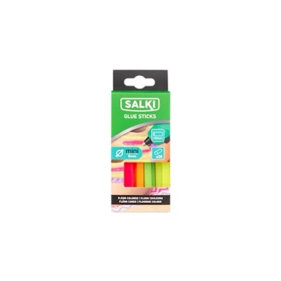 Imagen de SALKI Barras de cola Flúor colores (Mini) 100% reciclable Secado rápido Uso exclusivo con pistolas termofusible Apto para manualidades, construcción elementos decorativos, tocados…
