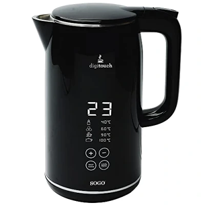 Imagen de SOGO HERVIDOR ELECTRICO CONTROL DIGITAL TEMP ACERO INOX NEGRO 2200W (SS 7750)