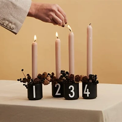 Imagen de design letters Adviento Tazas 4 piezas Perfecta para la Decoración de Adviento, Navideña Porcelana Candelero Taza café Expreso con Letras Grabadas 50 Ml