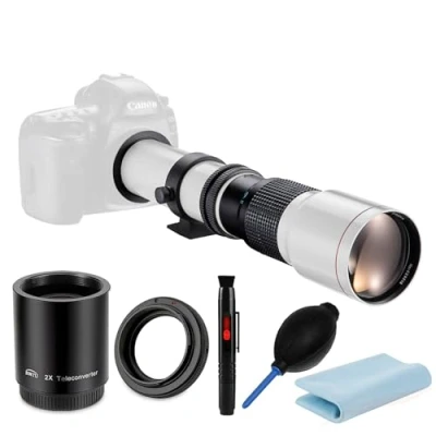 Imagen de JINTU 500 1000 mm f/8 súper Teleobjetivo con de Montaje en T Compatible Canon EF EF/S Cámaras DSLR 4000D 2000D 800D 1300D 1200D 1100D 200D 250D 650D 550D 750D 90D 60D 70D 5D 6D 7D