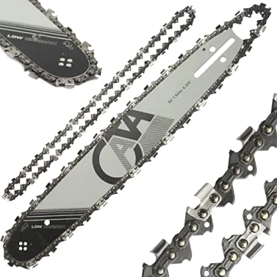 Imagen de Juego de hoja barra guía 2 cadenas 38 cm y 15 pulgadas para motosierra paso cadena 0,325&quot; 64 eslabones ancho 1,5 mm