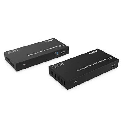 Imagen de DIGITUS DS 55522 Extensor KVM HDMI (HDBaseT) UHD 4K/60 Hz 120 m mediante cable LAN (HDBaseT 100 m) Set: Transmisor y Receptor IR Infrarrojos, USB 1.1 2.0b &amp; HDCP 2.2 HDBaseT 1.0