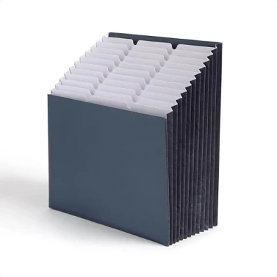 Imagen de Smead Archivo de estadio, 12 bolsillos, refuerzo resistente a desgarros, tamaño carta, azul marino, alfabético, diario, mensual, etiquetas para el hogar (70211)
