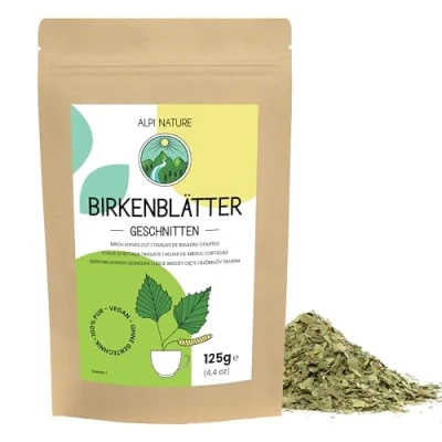 Imagen de Hojas de Abedul Cortadas 125g Alpi Nature, Té Sueltas, Secas para la Preparación Abedul, Hierbas y