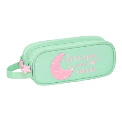 Imagen de Safta BLACKFIT8 Moon Portatodo Doble, Tejido Reciclable, Estuche Infantil, Niño, Ideal para Niños en Edad Escolar, Cómodo y Versátil, Calidad Resistencia, 21x6x8 cm, Color Verde