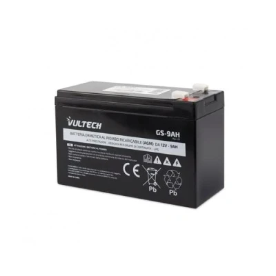 Imagen de Vultech Batería recargable hermética al plomo 9AH 12V Faston F2 para dispositivos eléctricos, sistemas de alimentación ininterrumpida (UPS), videovigilancia, alarmas, juguetes