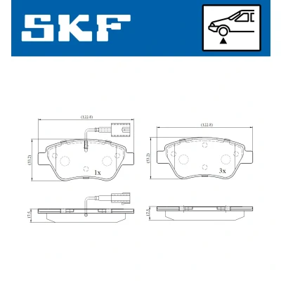 Imagen de SKF VKBP 80145 E Juego de pastillas freno con contacto avisador desgaste FIAT: 500 Hatchback, Panda II C Cabrio