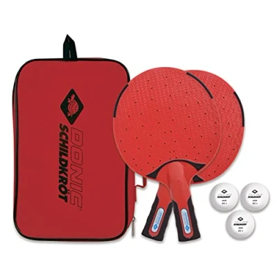 Imagen de Donic Schildkröt Set De Tenis Mesa para Exterior, 2 Raquetas Plástico, Resistente A La Intemperie Y Lavable, 3 Pelotas, Bolso