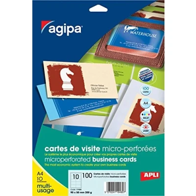 Imagen de Apli 119480 100 tarjetas de visita, 90 mm x 50 mm), color blanco