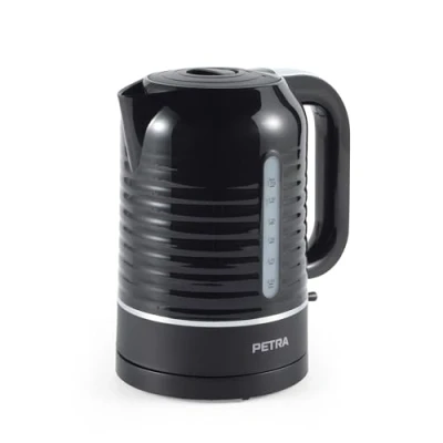 Imagen de Petra PT5572BLKVDE Tetera eléctrica hervido rápido, ventana e indicadores del nivel de agua, filtro antical, base giratoria, sensor en seco, controlador Sitrix, 3000 W, 1,7 l, negro