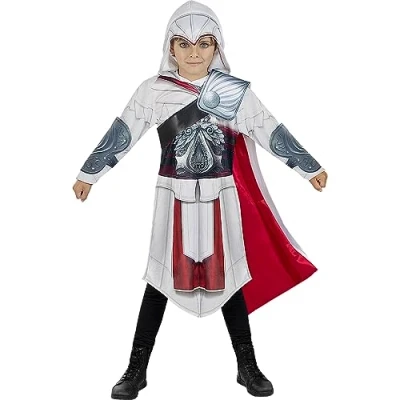 Imagen de Funidelia Disfraz de Ezio Auditore Assassins Creed para niño Videojuegos, Assassin&#039;s niños y accesorios Carnaval Halloween Talla 7 9 años Gris/Plateado