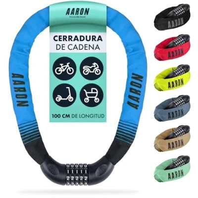 Imagen de AARON Lock One candado de Bicicleta con código numérico 5 dígitos, Alto Nivel Seguridad, para eléctrica, montaña, Trekking, Carretera, Azul