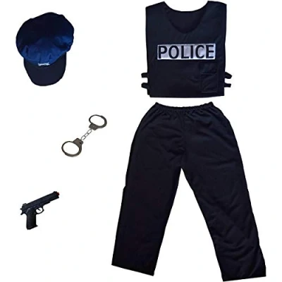 Imagen de Cesar Déguisement Policier Disfraz de policía, liso, Color negro, 5 7 años (F586)