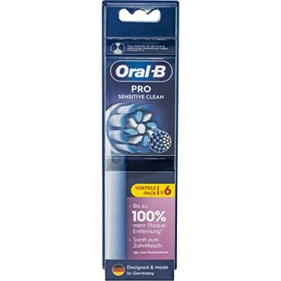 Imagen de Oral B Pro Sensitive Clean Cabezales para cepillo de dientes eléctrico, 6 unidades, limpieza suave, innovadoras cerdas en forma X, accesorio original dientes, fabricado