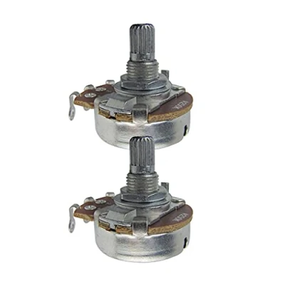 Imagen de IKN 2 uds tamaño completo A250K potenciómetro cónico de audio control volumen tono guitarra con bayoneta L15mm eje dividido estriado corto