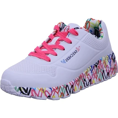 Imagen de Skechers Uno Lite Lovely Luv, Zapatillas de Deporte, Blanco (White Synthetic H Pink Trim), 28.5 EU