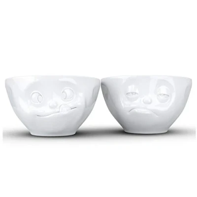 Imagen de Fifty Eight Set 2 Bowls Caras Saboreando y Dormido, Porcelana, Blanco, 11.7 cm,