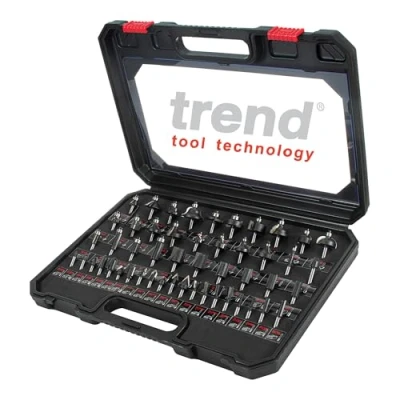Imagen de Trend Juego de 50 brocas enrutador, vástago 1/4 pulgadas, punta carburo tungsteno, caja aluminio incluida, juego/SS50X1/4TC