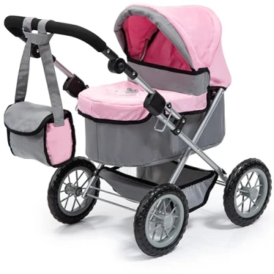 Imagen de Bayer Design 13008Aa, Cochecito, Carro Muñecas Trendy, Plegable, Gris, Rosa, Color