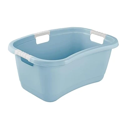 Imagen de keeeper Cesto ergonómico para la ropa sucia, Asas suaves antideslizantes, 50 L, Janne, Azul Nordic