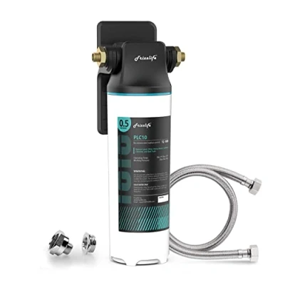 Imagen de Frizzlife SW10 Sistema de filtro agua debajo del fregadero, certificado NSF/ANSI 53 y 42, reduce el 99.99% plomo, cloro, mal gusto olor, alta capacidad, 0.5 micrones