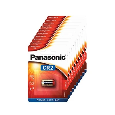 Imagen de Pila cilíndrica de Litio Panasonic CR2 para Dispositivos Ligeros con Alta Demanda energía como detectores Humo, Sistemas Alarma, Faros, cámaras, 3 V, 10 Paquetes (10 Unidades)