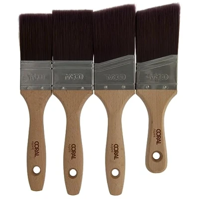 Imagen de Coral Aspire 31718 Juego de 4 Pinceles Pintura Profesional Corte Recto Firme para un Acabado Ultra Suave y rápido con emulsión Comercial Brillante FSC Madera 3.8 cm, 5.1 cm en