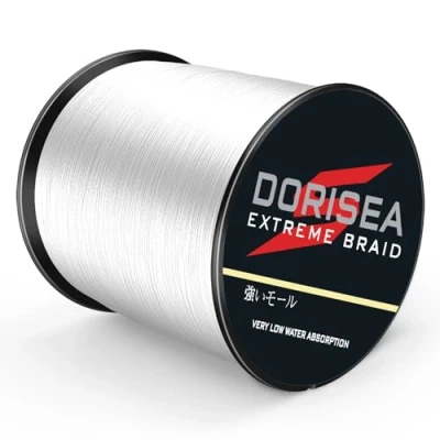 Imagen de Dorisea Extreme Trenzado 100% PE 300 m/328 Yardas Hilo de Pesca 2,7 250 kg, Cuerda Resistente a la abrasión, increíble superlínea (Blanco, 4,5 kg/0,14 mm)