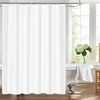 Imagen de LUKDUNG cortina de ducha poliéster, 180 x 200 cm, textil, antimoho, resistente al agua en el baño, lavable, para bañera o ducha, agua, lavable con 12 anillas