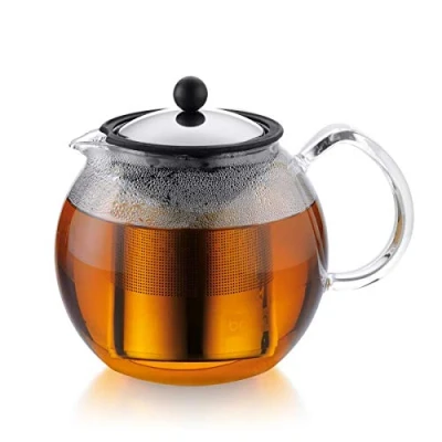 Imagen de Bodum French Press Assam 1.5 L Tetera de émbolo, Vidrio, Acero, Brillo, litros