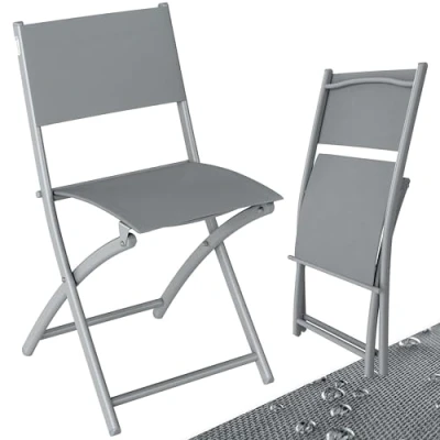 Imagen de CASARIA® Sillas Jardin Plegables Set de 2 Capacidad Carga 130kg Metal Resistente Intemperie 46x52x80 Silla Balcón Terraza
