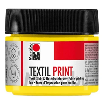 Imagen de Marabu 17030050919 Textil Print primario amarillo 100 ml, filtro y alta presión a base de agua, sin olor resistente la luz, largo tiempo abierto, para textiles claros oscuros