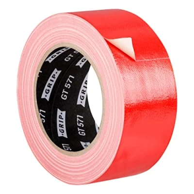 Imagen de GRIP Eventbasics cinta de tejido rojo, 50 mm x 25 m, color Gaffa Tape GT 571, muy alta fuerza adhesiva, adhesiva profesional para marcar, manualidades, fijación, reparación, etc. en interiores y