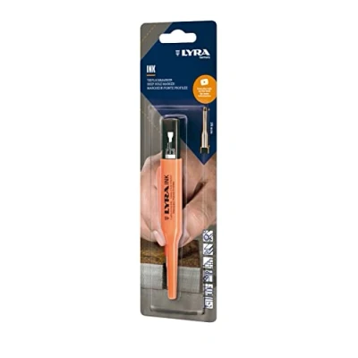 Imagen de LYRA Ink 4488003 Rotulador de agujeros profundos para todas las superficies (madera, metal, etc.) con eje plomo 35 mm largo, color negro