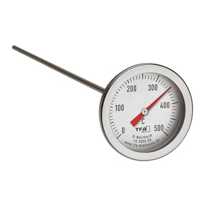 Imagen de TFA Dostmann Termómetro profesional para horno 14.1035.60, de acero inoxidable, con sensor temperatura largo (30 cm), como pieza recambio/reequipamiento pizza, leña,