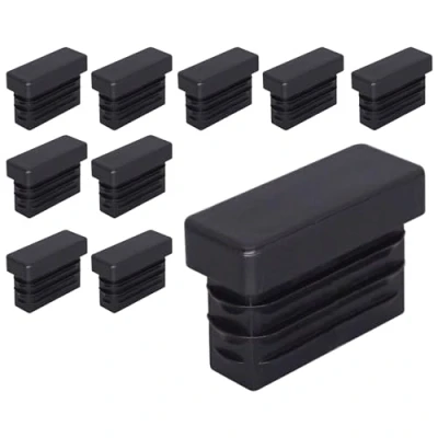 Imagen de SKIR&#039;CO 10 tapones rectangulares de plástico x 25 mm, tapas tubo mate, insertos rectangulares, para postes valla, color negro RAL 9005