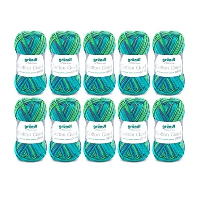 Imagen de Gründl Cotton Quick Print (Hilo de Color 100%, Certificado Oeko Tex, 50 g / 125 m, tamaño Aguja: 3 4, 1 x g), Verde Multicolor, Algodón, One Size, 1250