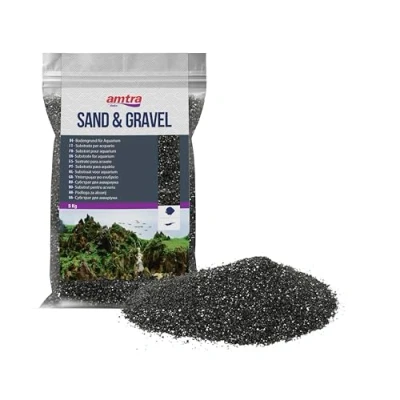 Imagen de Amtra Fine Negro Sand Arena Para Acuarios, Fondos de Acuarios Agua Dulce y Salada, Negro, No Tóxico, 0.3 0.9 mm, 5 kg