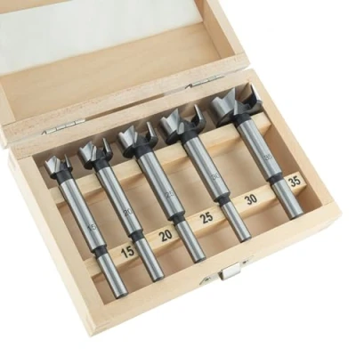 Imagen de ENT 25100 Juego de 5 brocas Forstner WS Ø 15 20 25 30 35 mm para perforar agujeros ciegos en madera blanda fácilmente