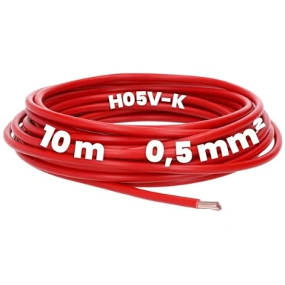 Imagen de Kalitec 10 metros H05V K 0,5 mm² cable rojo como de cableado, flexible PVC, conmutación