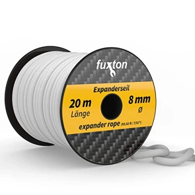 Imagen de fuxton Cuerda Elastica 8 mm 20 m Blanco, (elásticos para Piscinas, elástico Exteriores, Cinta elástica, cordón de Caucho, Lona, Tensor)