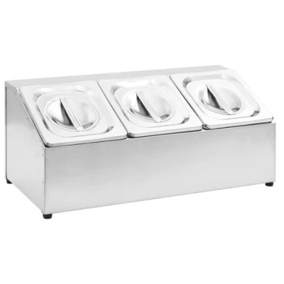 Imagen de vidaXL Soporte Bandeja Gastronorm con 3 Bandejas 1/6 Contenedores de Alimentos Barra Recipiente para Ensaladas Hostelería Acero Inoxidable