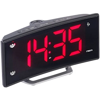 Imagen de auvisio Radio Despertador: Reloj de proyección con Pantalla Curva, Alarma Dual y Puerto Carga USB (Despertador proyección, Despertador Radio, Varios Tiempos Alarma)