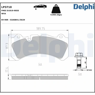 Imagen de DELPHI LP3710 Juego de pastillas freno preparado para indicador desgaste Chapa antichirridos con accesorios VOLVO: S60 II, V60 I