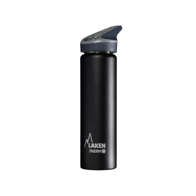 Imagen de Botella de Agua Térmica al Vacío Acero Inoxidable Doble Pared Laken (0,75L Negro) Tecnología 24 Horas Frío Ideal para Trabajo o Deporte Cierre Hermético y Uso Vertical
