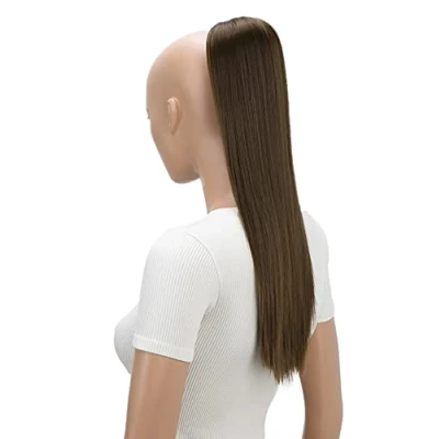Imagen de CAISHA 55 cm Postizo Extensiones De Cabello Trenza Con Cierre Cordón Liso Marrón Claro PH517